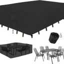 Patio Furniture Covers 108" L x 82" W x 28" H Outdoor Table Furniture Cover Waterproof Rectangle 600D Table and Chair Set Cover for Deck Lawn and Backyard Wind Dust Proof Anti-UV