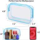 Tbestmax 10 Pcs Clear Cosmetic Bags Makeup Bags Portable Waterproof Travel Toiletry Bags Organizer Blue, 7.5"x 4.8"x 2.3"
