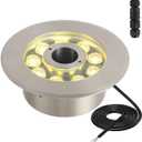 LED Fountain Lights Warm White Outdoor Submersible Light 18W 12V AC DC Stainless Steel Materials IP68 Waterproof Landscape Underwater Light for Outdoor Pond Garden Patio Backyard
