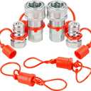 ANICMOON 3/8'' Ag ISO 5675 Poppet Pioneer Hydraulic Quick Connect Coupler with Dust Caps