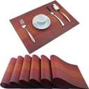PIGCHCY Placemat,Washable Woven Non-Slip Insulation Durable Placemat Vinyl Table Mat Set of 6 (Scarlet Red)