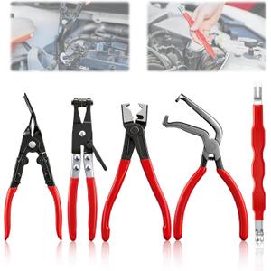 Saker Electrical Disconnect Pliers Electrical Connector Removal Tool  5PCS Automotive Hose Clamp Tool Set for DIY Car Owners, Safe Electrical Connector Removal, Tight Engine Bay Repair & Maintenance