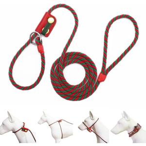 Slip Lead Dog Leash,Dogs Harness and Leash Set for Walking - Head Collar with Rope Leashes for Pulling - DIY Dog Scarf (6ft Dog Leash x 1/4in Thick, Red Slider)
