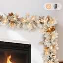 NUPTIO Fall Leaves Garland with Lights: 6Ft Autumn Maple Leaf Garlands for Thanksgiving Harvest Halloween - Fall Decor 40 LED 8-Mode Lights with Remote Timer for Mantle Fireplace Porch Table