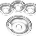Drip Pan Electric Stove Burner Covers for Whirlpool W10278125 W10196405 W10196406, 4 Pack (3) 6" & (1) 8"