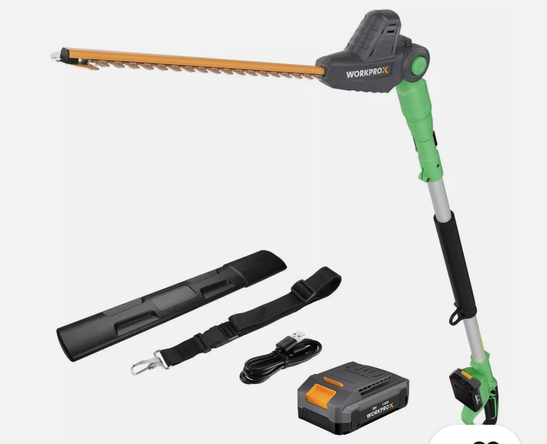 WORKPROX 20V Cordless Pole Hedge Trimmer, 9.2ft Reach, 11 Rotating Head