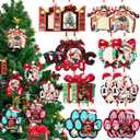 Jenaai 16 Pcs Dog Christmas Picture Ornament Craft Set, DIY Wooden Pet Keepsakes, Personalized Christmas Picture Frame Ornaments for Puppy Photos, Xmas Tree Hanging Decorations Gifts