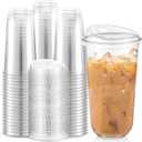 Baderke 100 Pcs Plastic Cups with Sip Lids Round Bottom Disposable Plastic Coffee Cups with Lids Clear Strawless Crystal Mugs for Iced Coffee Smoothie Cold Beverage Party Catering Supplies (20 oz)