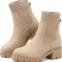 Womens Chelsea Boots Waterproof Slip On Ankle Boot Chunky Heel UK Size 
 8