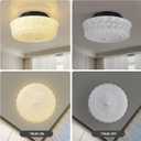 White Milk Glass Ceiling Light Fixture, 13.8'' Flush Mount Lighting for Bedroom, Hallway, Kitchen & Dining Room, Vintage Mid Century Design, 4 LED Bulbs Included, Ideal for Modern Farmhouse