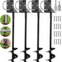 Ground Anchors Screw in,28" Set of 4 Mobile Home Anchors,Storage Shed Anchor Kit with Drill Bit,Ground Anchors Heavy Duty for Shed, Trampolines,Camping, Swing Sets