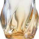 Whiskey Glasses Set of 2, Rocks Glass, 8.5 OZ Drinking Glasses, Creative Twisted Crystal Old Fashioned Cocktail Glass Tumbler for Bourbon, Scotch, Tequila, Cognac, Rum (Amber)