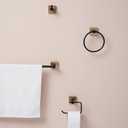 SENTO VINTO Bathroom Accessories Set, Heavy Duty Metal Bath Hardware Set Wall Mounted, Includes Robe Hook, Standard Toilet Paper Holder, Towel Ring, 24” Towel Bar (4-Piece, Matte Black+Satin Brass)