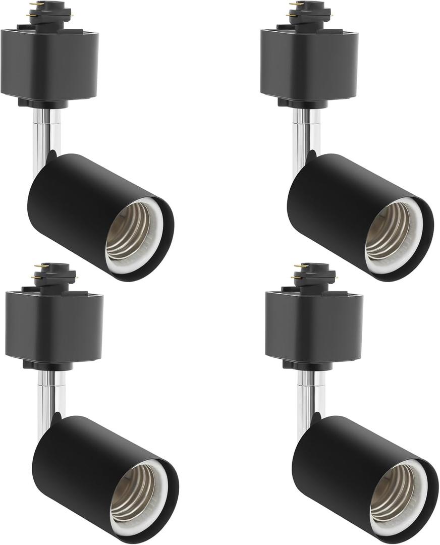Track Lighting Heads H Type Halo Track Light Fixtures Adjustable Rotatable Compatible H Type 3-Wire Single Circuit Track Systems for PAR20, R20, PAR30, BR30, BR40, PAR38 Light Bulb(Black, E26)