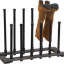 MyGift Natural Brown Wood Entryway Boot Rack Organizer Tall Boots Inverter Holder - Holds up to 6 Pairs