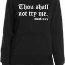 3 x Teen Girls Womens Funny Hoodies Letter Printed Thou Shall Not Try Me Women's Hoodie Pullover Sweatshirt (M)