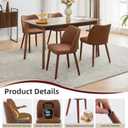 GarveeHome Leather Dining Chairs Set of 4 Upholstered PU Dining Chair with Wood Legs, Wing Backrest, Wooden Kitchen Chairs with Thick Cushions, Leveling Feet for Dining Room, Living Room, Brown