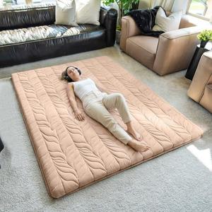 ZonLi Japanese Floor Mattress Futon Mattress Twin Size, Thicken Roll Up Tatami Mat 100% Cotton Washable Cover, Portable & Foldable Floor Bed Mattress for Sleeping, Dormitory, Adult Kids, Coffee (Twin (75"L x 39"W x 2.5"Th))