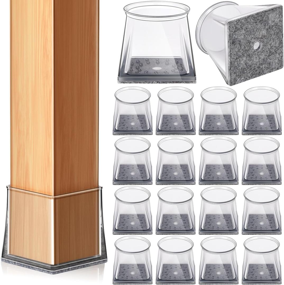 32 Pcs Square Chair Leg Floor Protectors for Hardwood Floors, Silicone Felt Furniture Leg Pads caps Covers, Floor Protectors for Chairs, Anti-Scratch & Noise-Reducing (XL Fits: 1-1/2" to 1-7/8")