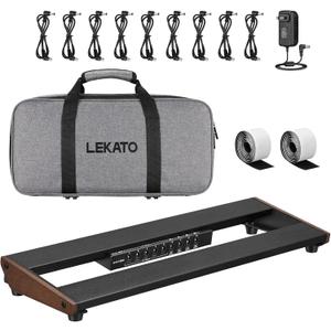 LEKATO Guitar Pedal Board, Pedal Board with Built-in Power Supply, 15.5x5.1x1.6" 1.3LB, Aluminum Alloy Powered Pedal Board with Pedal Cables, Bag, Adhesive Hookside Tape