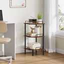 Tajsoon Corner Shelf Stand, 3 Tier Industrial Corner Shelves, Multipurpose Standing Display Shelf, Corner Shelving Unit for Bedroom, Living Room, Office, Kitchen, Rustic Brown