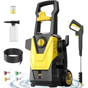 DECOKTOOL Electric Pressure Washer, 4800PSI Max 3.0GPM Power Washer Electric Powered with 20FT Hose, 35FT Power Cord, 4 Nozzles Foam Cannon High Pressure Washer for Car Patio Garden Fences(Yellow)
