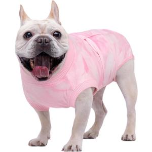 Kuoser Dog Surgery Recovery Suit, Anti Licking Surgical Suit for Dogs Male Neuter, Soft Dog Surgery Suit Female Spay Subsititute E-Collar Cone, Doggie Body Suits After Surgery Pink Tie Dye XS