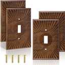 4 Pcs Walnut Wood Light Switch Cover Brown Outlet Covers Wall Plate Decorative Boho Plug Plate Vintage Rustic Contemporary Interior Room Home Decor (13 * 8.2cm,Single Toggle)