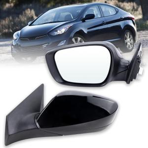 Left Driver Side Mirror Compatible With 2011 2012 2013 Hyundai Elantra With Manual folding Power Glass Heated Black Replace#HY1320179(5Pins)