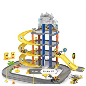 Kids Play Set 4 Floors Diy Assemble Plastic Garage Sliding Track Parking Lot Engineering Car Track Toys