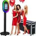 ZLPOWER Photo Booth for iPad 10.2'' 10.5'' 10.9" 11" 12.9" 13" Shell Stand Selfie Station Customized Logo Photobooth Machine with Beauty RGB Ring Light and Flight Case for Events Wedding Parties