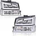 CHEDA Chrome Headlight Assembly Fit 2003-2007 Chevy Silverado Avalanche | Clear Corner Left And Right Headlamp Replacement Faros Conjunto De Faros for Pickup Front Lighting