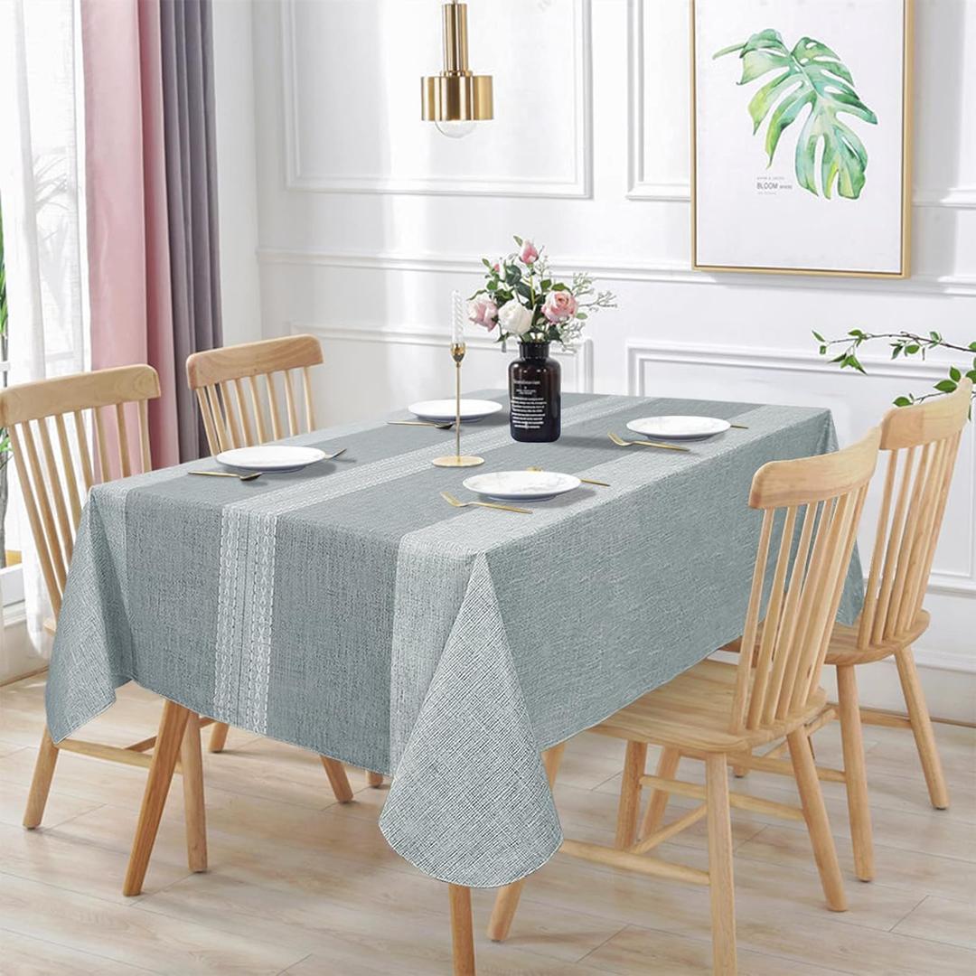 Vonabem 100% Waterproof Rectangle PVC Tablecloths, Vinyl Tablecloth with Flannel Backing, Wipeable Plastic Table Cover for Dinning, Picnic, Indoor and Outdoor(Grey,60"x84")