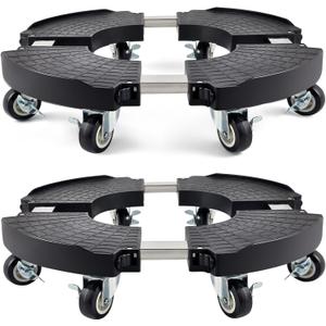 TreeGun 2 Pack Plant Caddy with Wheels Heavy Duty with 8 Lockable Casters, Rolling Plant Stand Adjustable for 8inch-22inch Outdoor Indoor Large Plant, Plant Stand with Wheels 500lbs Capacity