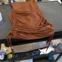 Popilush Corset Dress - Summer Club Outfits for Women Built in Bra Shapewear Drawstring Adjustable Ruched Mini Dresses, S, Brown