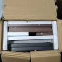 4- Tier Desk Shelf, Wooden Desktop Organizer Shelf with Grid Panels,Home Dormitory Office Computer Desk Bookshelf Storage Rack,Office Desk Bookshelf with a Woven Drawer,Black,38.6" Wide