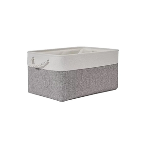 Large Toy Storage Box with Lid, Sturdy Toys Storage Chest Bin Organizer Basket with Dividers for Kids, Boys, Girls, Nursery, Closet, Bedroom, Playroom 25"x13" x16" (Grey and White)