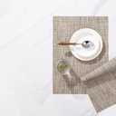 LEXMORE Placemats Set of 8 Vinyl/Plastic Woven Place Mats for Kitchen Table Indoor/Outdoor Washable Placemat Wipeable Dining Table Mats(A-Caramel)