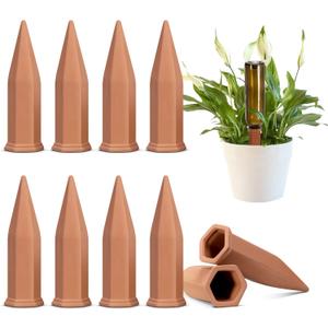 VIVOSUN 10Pcs Self-Watering Spikes, 7 Inch Hexagonal Terracotta Watering Stakes, Auto-Water Device, Planter Insert for Indoor & Outdoor Potted Plants, 10-Pack