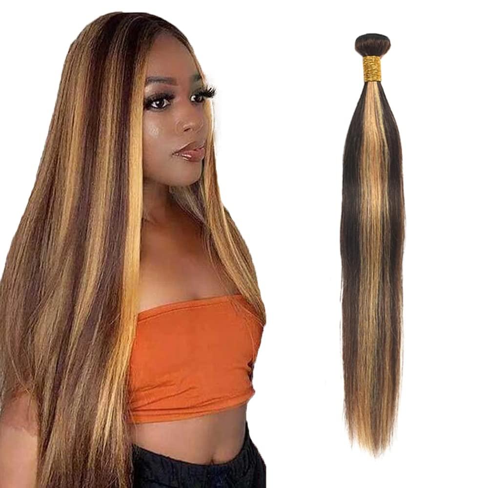 26 Inch P4/27 Highlight Blonde Bundles Human Hair Straight 1 Bundle 100 Gram/Bundle Unprocessed Brazilian Virgin Hair Blonde Straight Bundles Human Hair Extensions