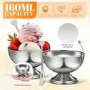 Stainless Steel Dessert Cups with Spoons: Metal Ice Cream Bowls and Spoons Set for Dessert, Sundae, Ice Cream, Fruit, Salad, Snack, Cocktail, Condiment (4), 9cm x 6.5cm