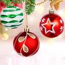 2.36" Christmas Balls Ornaments Set, 30ct Shatterproof Hanging Christmas Ornaments for Xmas Trees Decor Holiday Party (Red Green White)