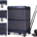 Hlrmsat 32Inch Expandable Travel Duffel Bag,Foldable Luggafe with Telescoping Handle,Carry on Suitcase with 3 Size and Removeable Wheels,Large Rolling Duffle Bag for Men Women (Black)