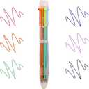 Pack of 2 JANEMO pens 10 PCS pens ballpoint office supplies ballpoint pens 0.7mm 6in1 Multicolor Pen 6 Colors Transparent Barrel Ballpoint Pen for Office School Supplies (10)