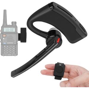 Walkie Talkie Bluetooth Headset with Noise Cancelling Mic 2 Pin Wireless Earpiece with Finger PTT Compatible with BaoFeng Kenwood Btech Radios & More(Not Compatible with Motorola/Midland)