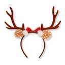2 x Christmas Deer Antlers Headband With Bow, Reindeer Antlers Hair Accessories for Women, Christmas Cosplay Costume Party