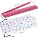 4PCS Mahjong Racks with Pushers, Wooden American Mahjong Tile Pushers and Racks Set of 4, with White Printed Mahjong Racks Drawstring Bag, Mahjong Accessories (19.68 Inches)