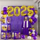 Purple Graduation Decorations 2025 Set of 4 GRAD Balloon Boxes with Balloon Arch Garland Kit mylar balloons So Proud of You 2025 prom Graduation Decorations