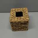 Rattan Tissue Box Cover, Square Wicker Tissue Box Holder, Handwoven Boho Decorative Cube Napkin Box, Rustic Water Hyacinth Tissue Holders for Bathroom Office Table Livingroom Local Stock (1 Pack)