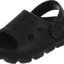 Josmo Kids Summer Beach Pool Sandals - Open Toe Boys Ankle Strap Shoes Size 5-10 Toddler (Black)